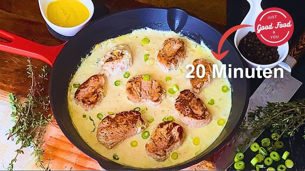  Schweinefilet in Senf-Sahnesoße | Schweinefilet-Pfanne in 20 Minuten 