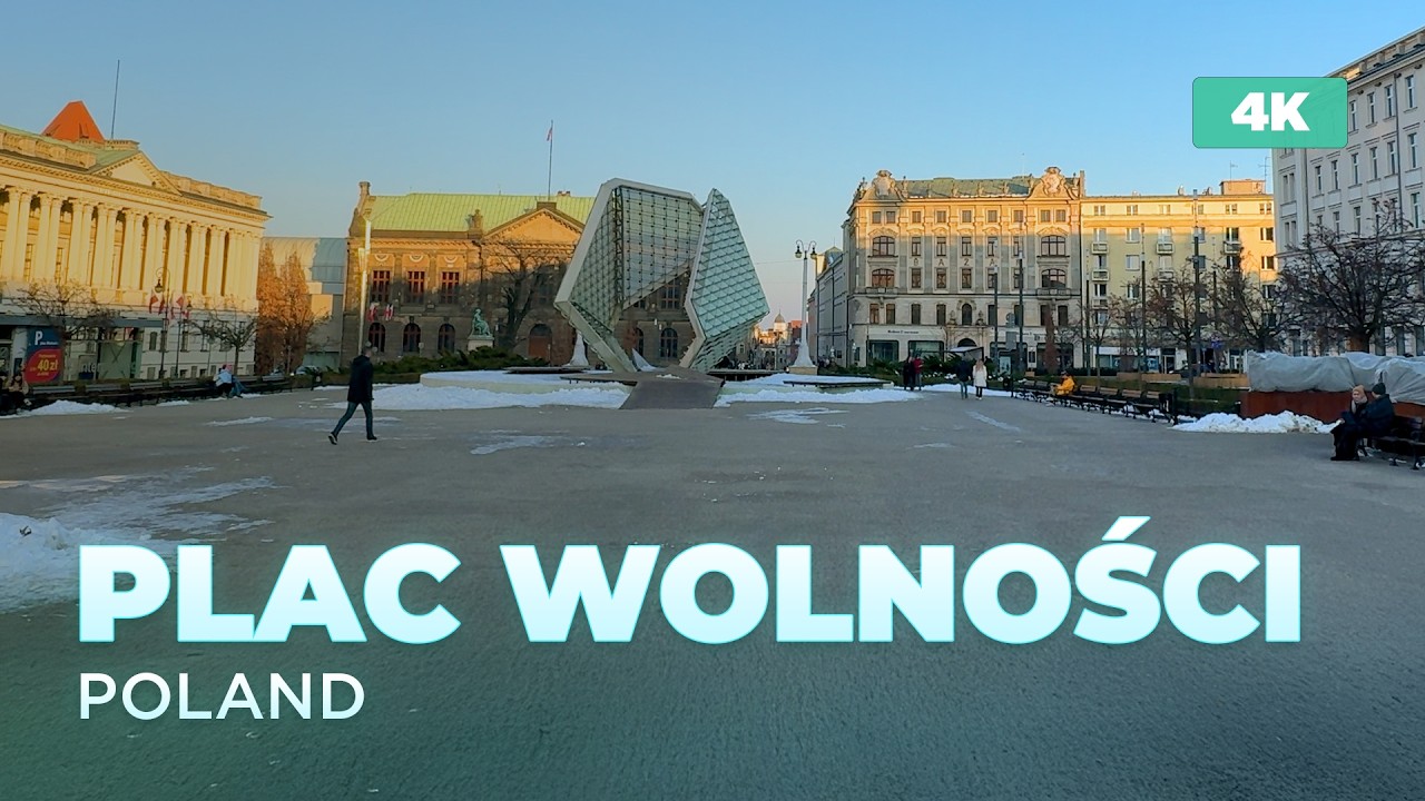 ASMR Plac Wolności, Poznań | Tranquil 4K City Ambience with Natural Winter Sounds
