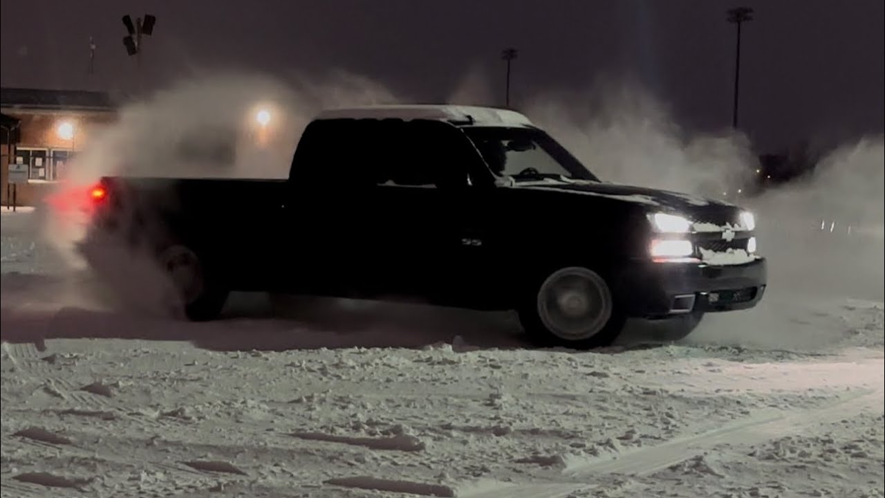 Silverado SS sliding in the snow with the AWD! #Silverado #awd #cammed #corsa #ss #snow 