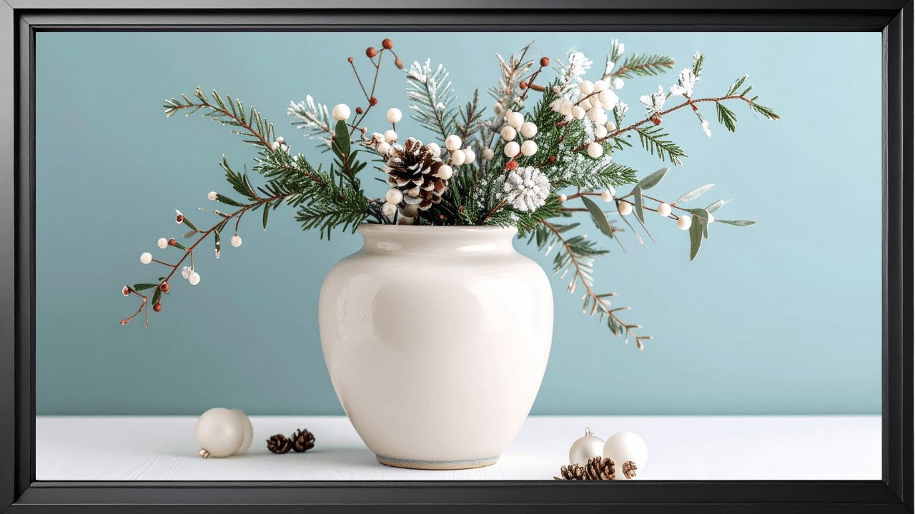 Minimal Winter Bouquet (4K) | Elegant Frame TV Art for Cozy Homes