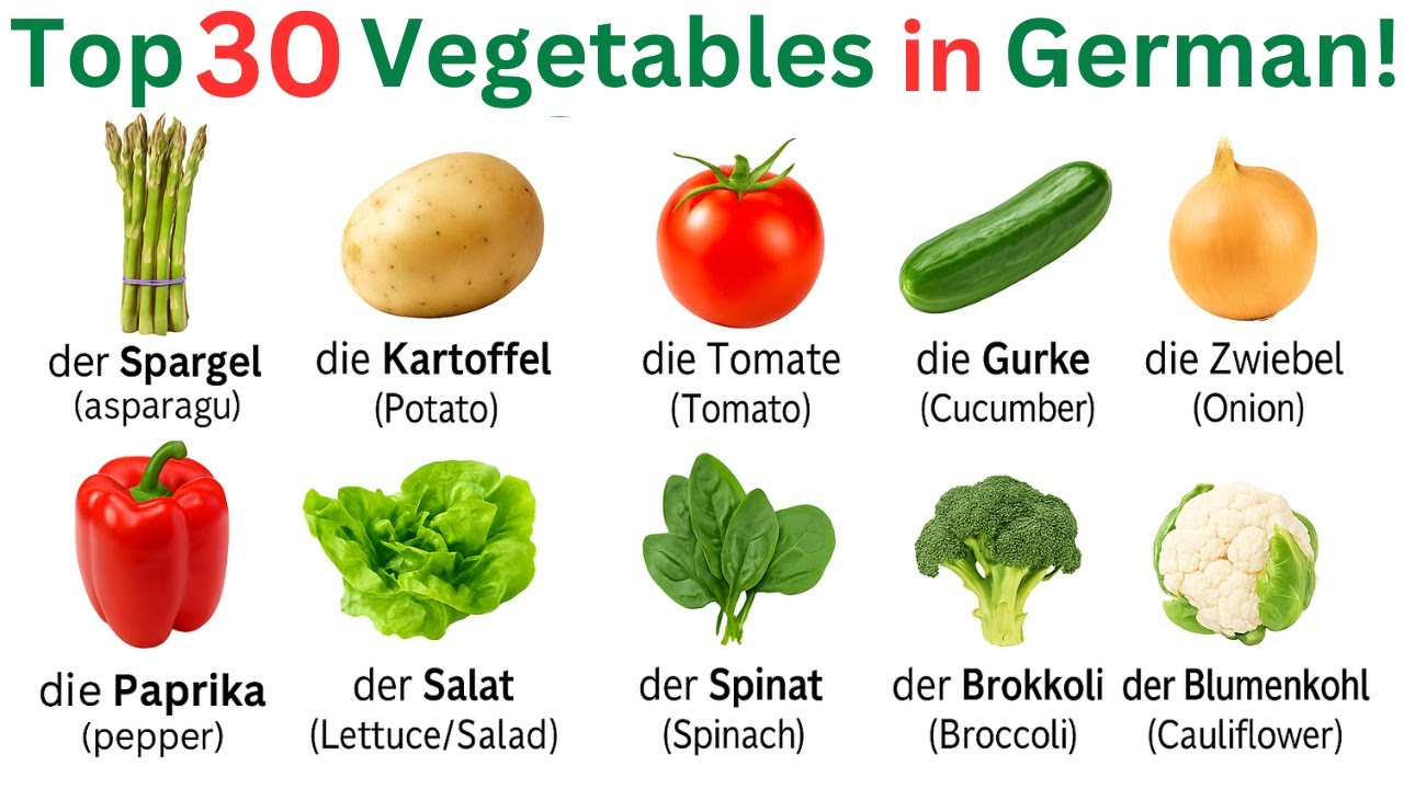 Top 30 Vegetables in German | Learn German Vocabulary with Video