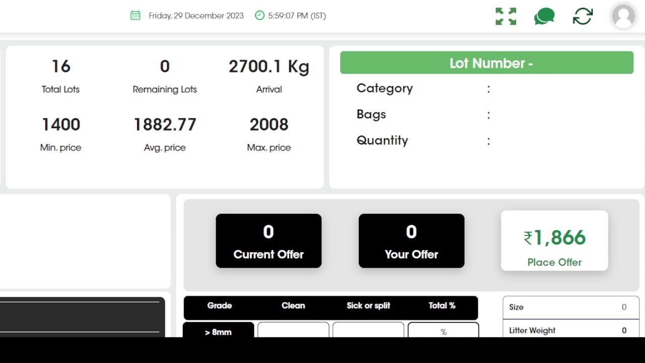 eCARDAMOM LIVE CARDAMOM TRADING 29/Dec/2023