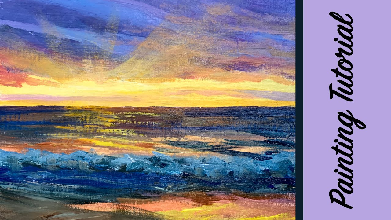 Peaceful Ocean Sunrise Easy Acrylic Painting Tutorial REAL TIME