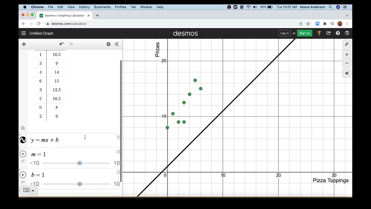 Create a Line of Best Fit and Residual Plot using Desmos