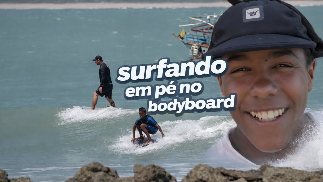Surfando em pé no Bodyboard / Sessão divertida com os amigos