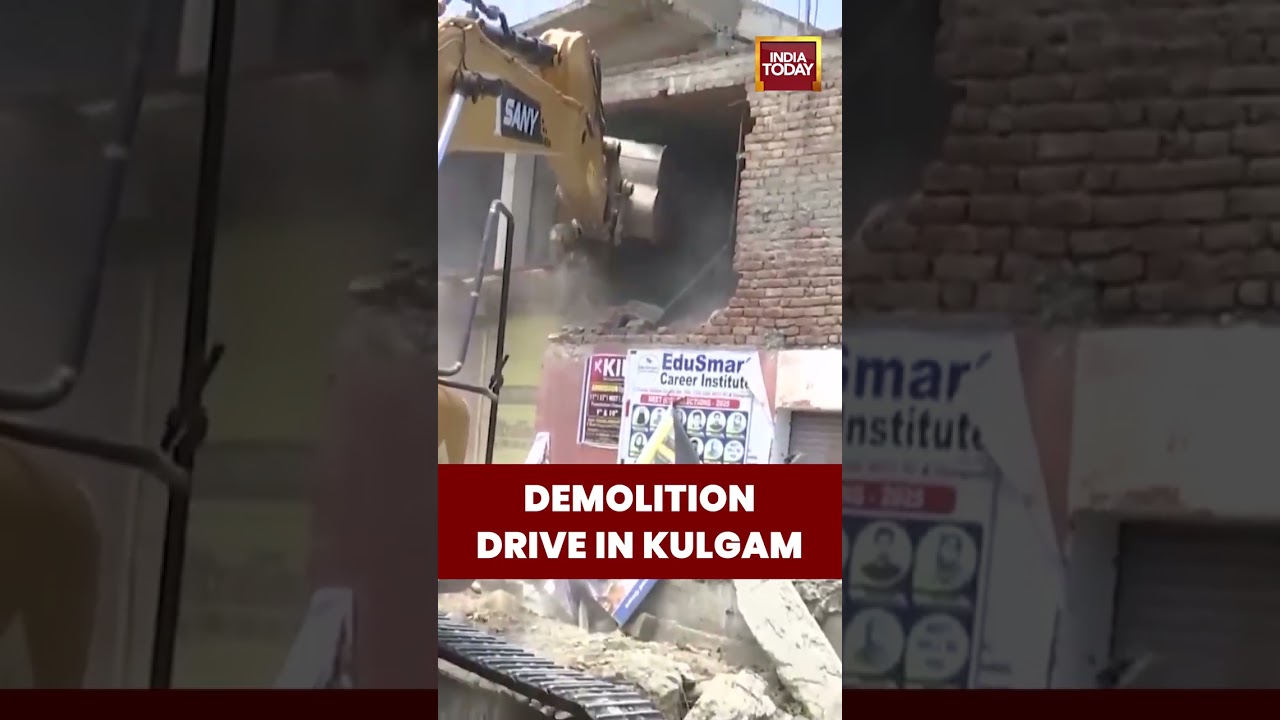 Jammu Kashmir: Demolition Drive Conducted Along NH-444 Laroo&ndash;Sangus Bypass In J&K's Kulgam #shorts
