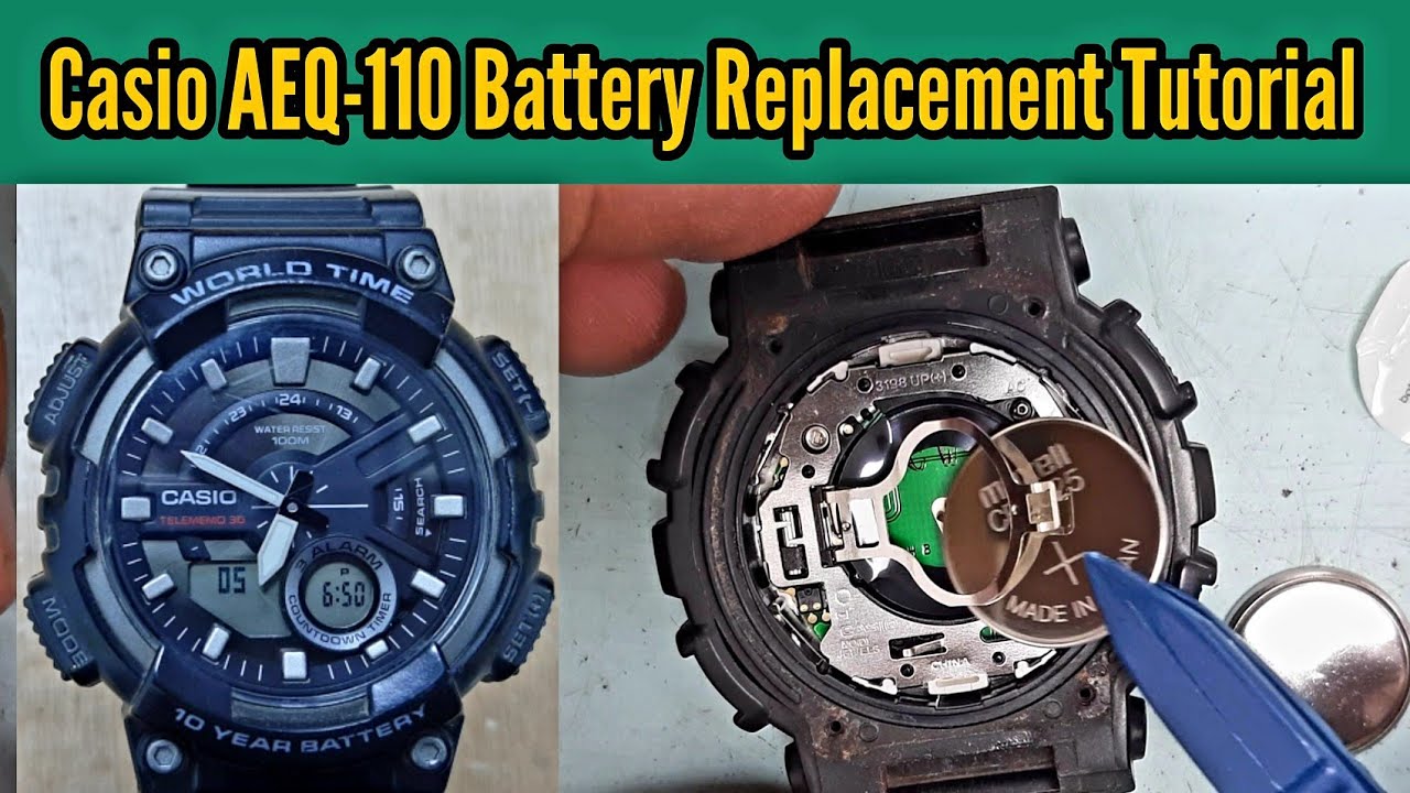 Casio Digital Watch AEQ-110 Battery Replacement Tutorial | Watch Repair Channel