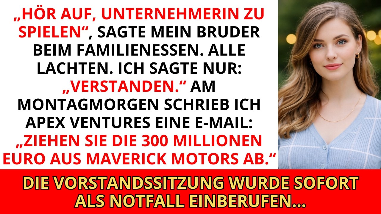 Sie sagte mir, ich solle aufhören, „Business zu spielen“ — während ich heimlich ihre 300.000 € fi...