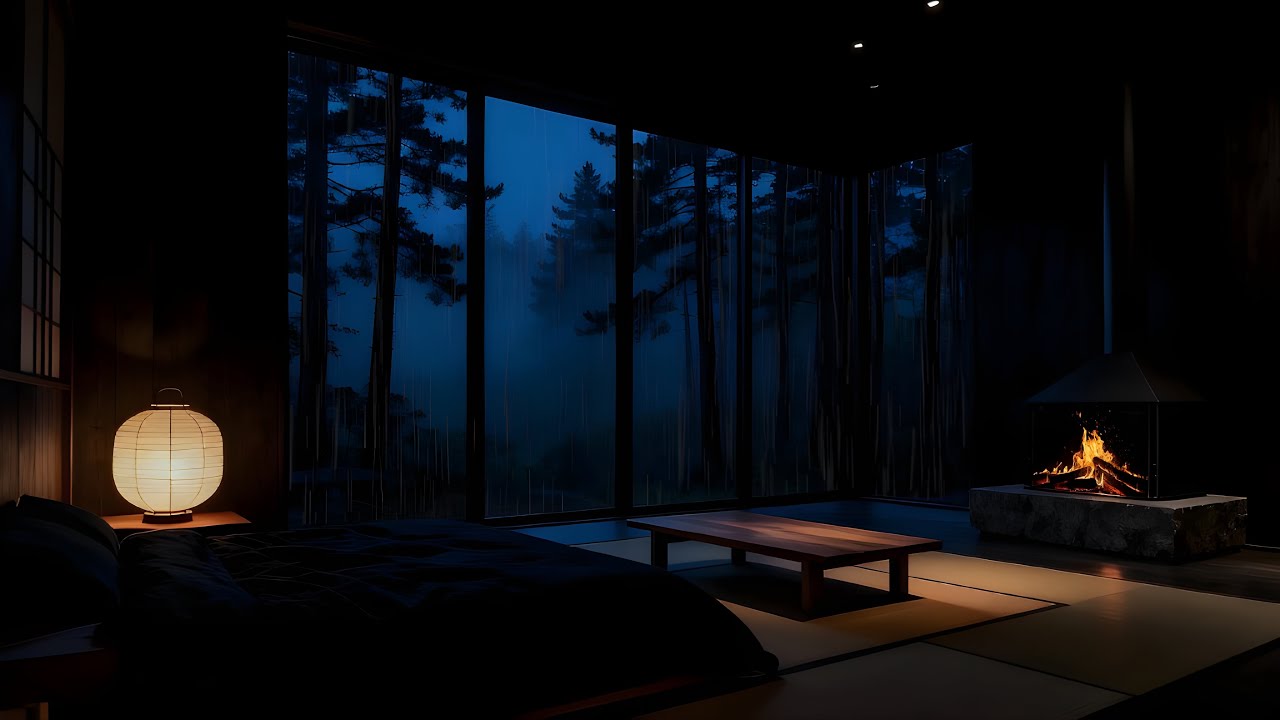Deep Sleep Rain Sounds | Cozy Night Cabin Ambience