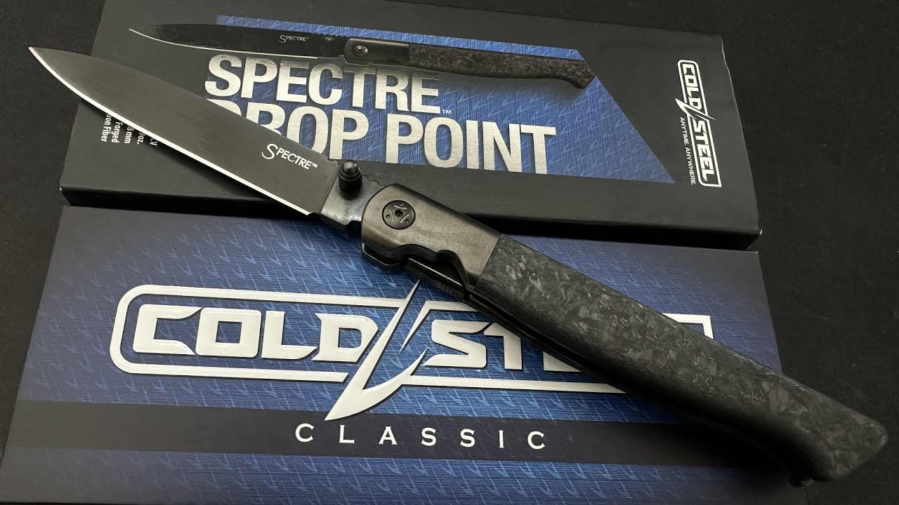 Cold Steel Drop Point Specter Liner Lock Knife Black Carbon Fiber.