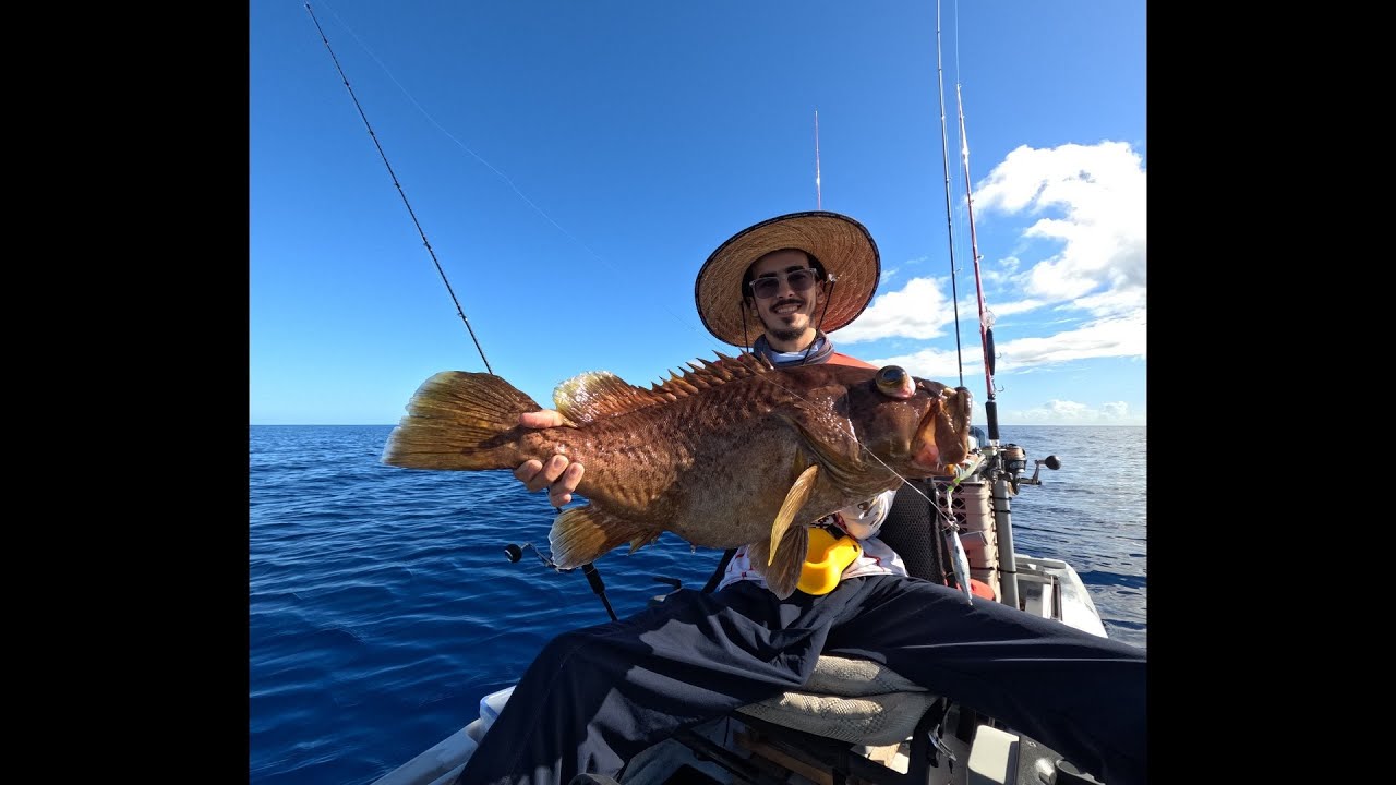 Kayak fishing Mauritius! Huge Grouper!