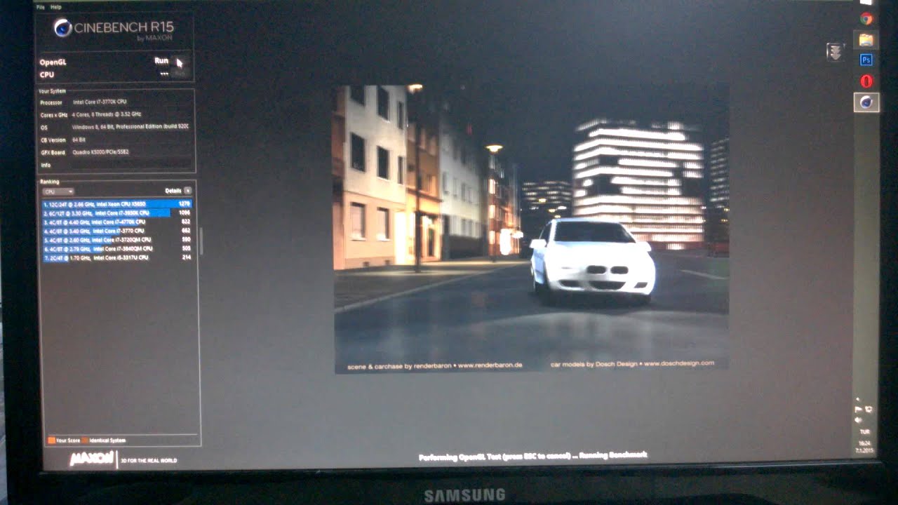 Quadro K5000 Cinebench R15 Benchmark (Driver 341.21)