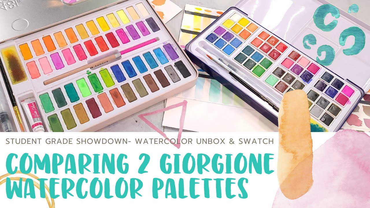 Comparing Two Giorgione Watercolor Palettes- Unbox & Swatch- Student Grade Showdown