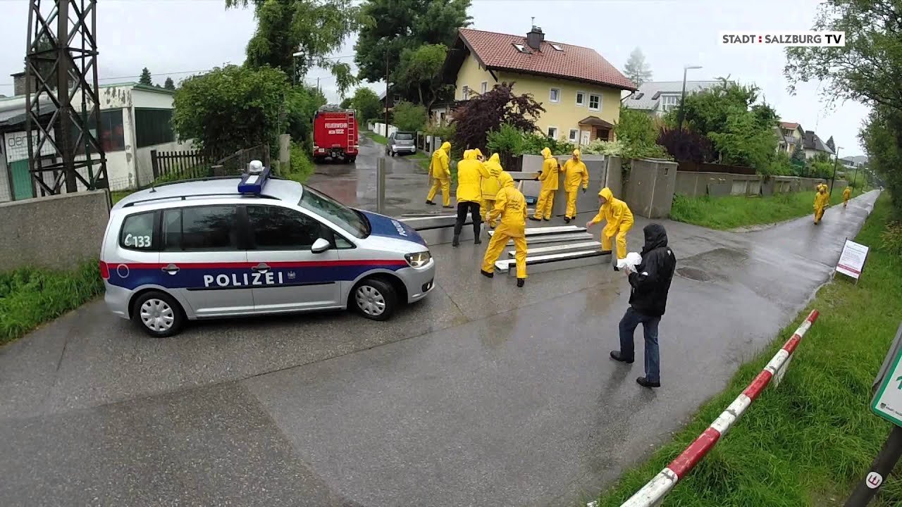 Übung Hochwasserschutz Stadt Salzburg