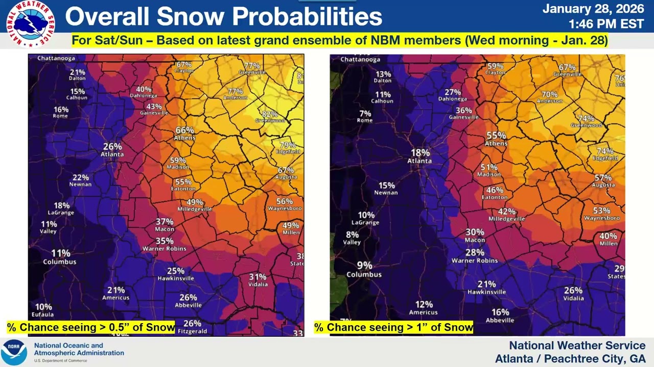 NWS Atlanta Special Briefing for Winter Weather Potential this weekend [2PM January 28, 2026]