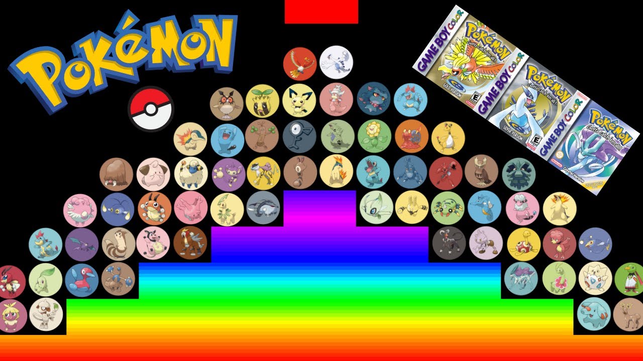 ALL 100 Pokémon Silver, Gold and Crystal Survival Marble Race