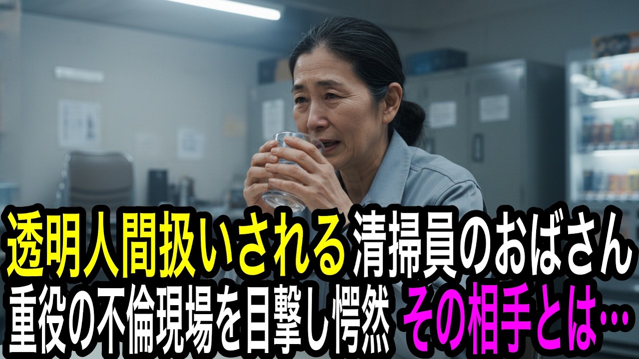【見えない女の逆襲】高層ビルで働く清掃員のおばさん。ある日、重役の不倫現場を目撃、その相手に愕然。。見えない女の逆襲がはじまる
