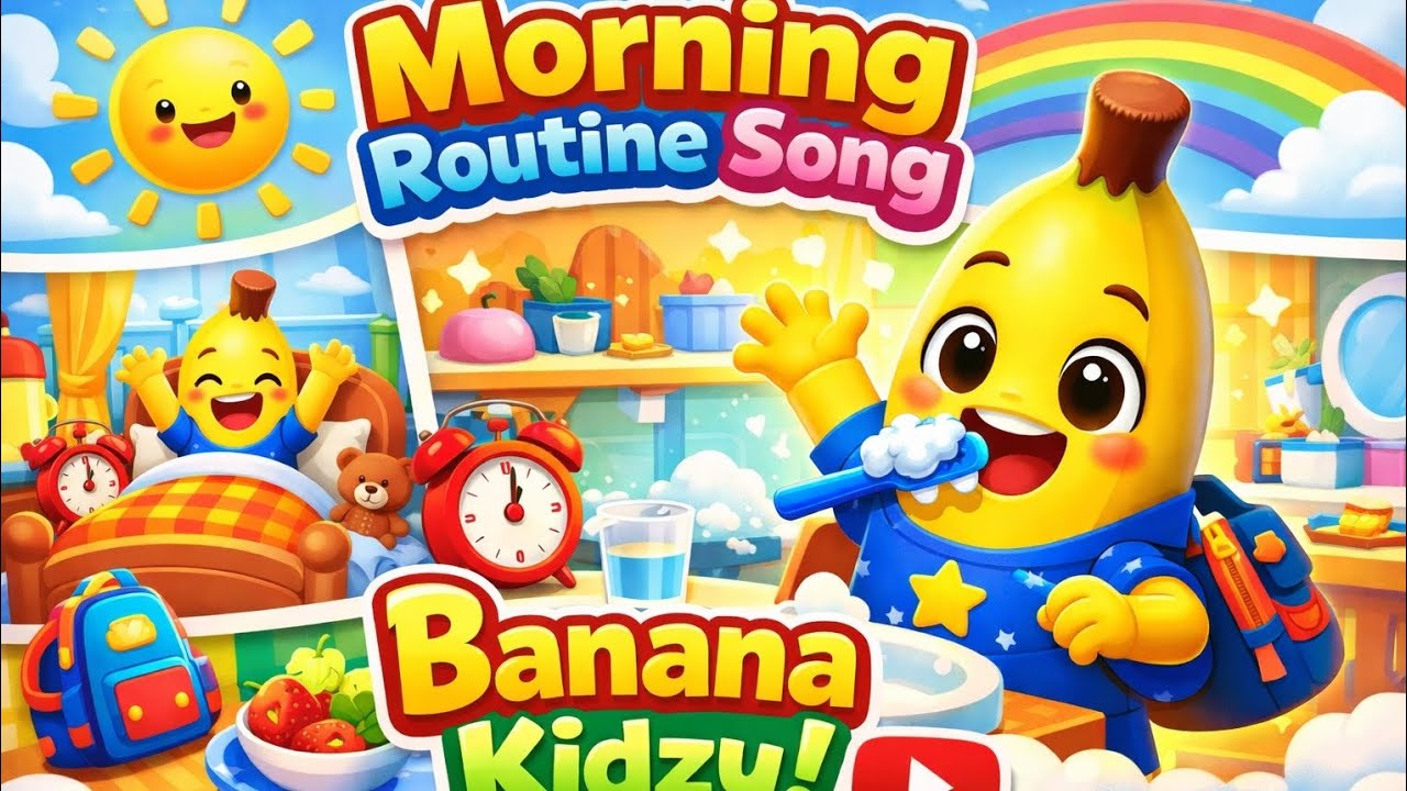 wake up! Daily Routines song for kids | Morning routines song 🍌 #subscribe #like