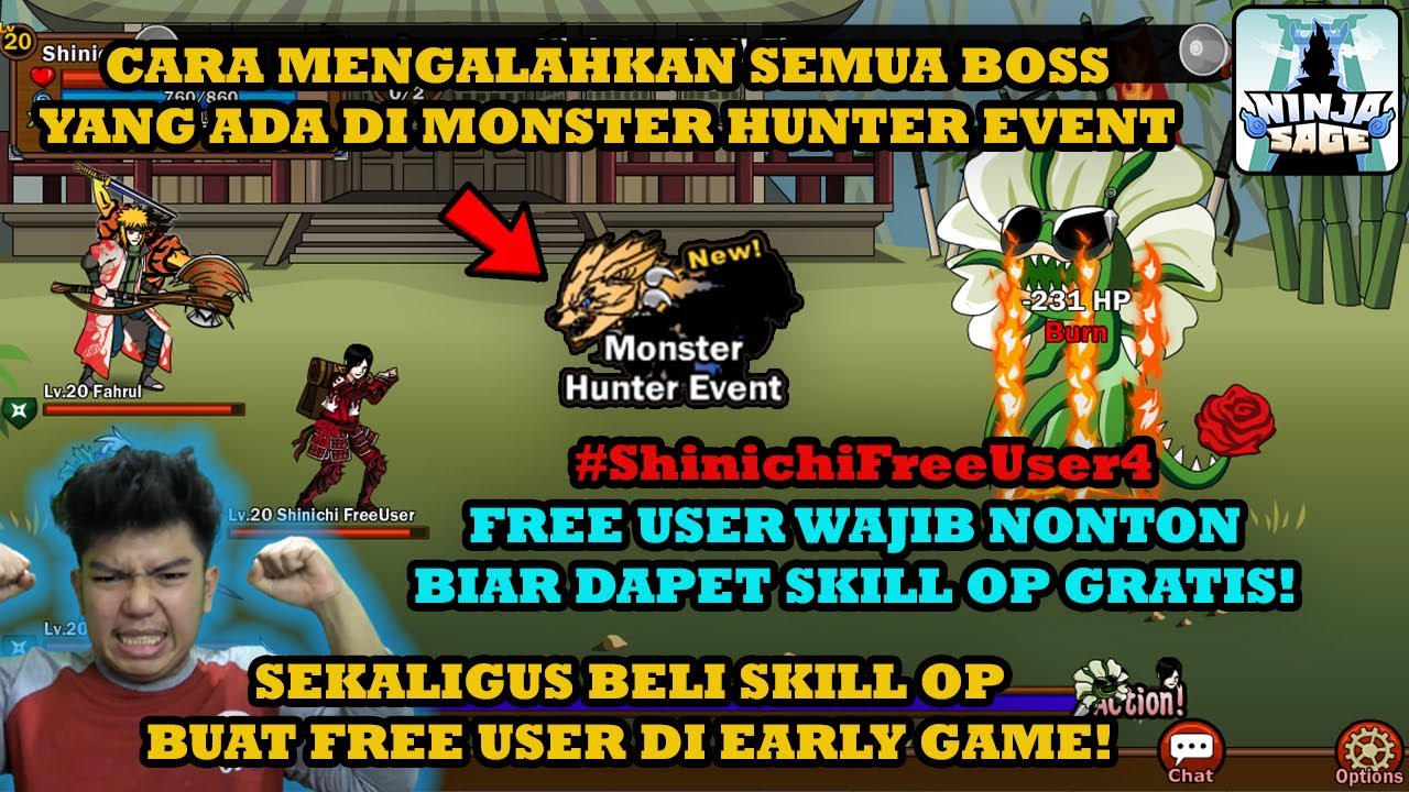 CARA MENGALAHKAN SEMUA BOSS DI MONSTER HUNTER EVENT UNTUK PEMULA DAN FREE USER BISA! - Ninja Sage #4