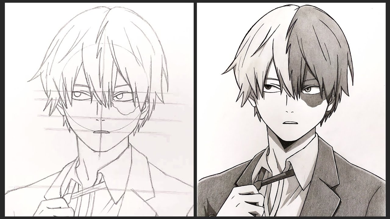 Cara Menggambar Todoroki Shoto - My Hero Academia | Step by Step