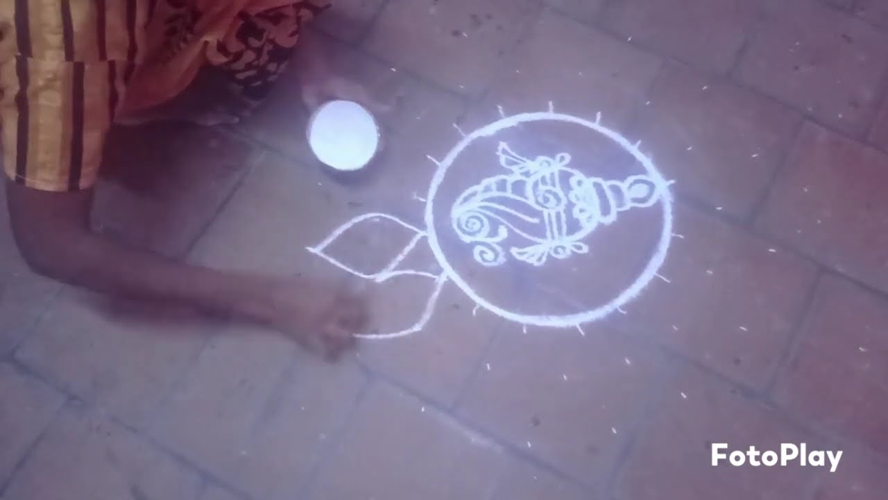 Sangu Rangoli for Pooja & Festivals | Full Video Tutorial| Simple and beautiful rangoli