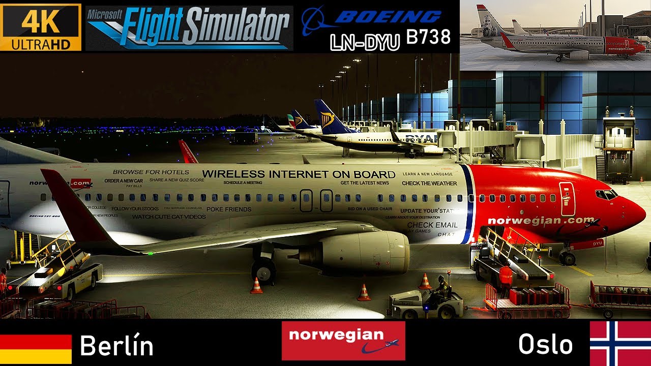 [4K] Berlín to Oslo Norwegian B738 [LN-DYU] Full Flight | MSFS 2020