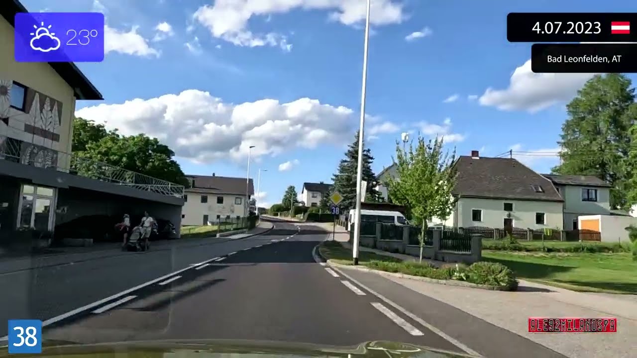 Driving through Oberösterreich (Austria) from Bad Leonfelden to Freistadt 4.07.2023 Timelapse x4