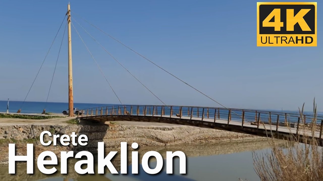 Ηράκλειο Γέφυρα Γιόφυρος Παγκρήτιο Στάδιο traveling Heraklion on foot 4k