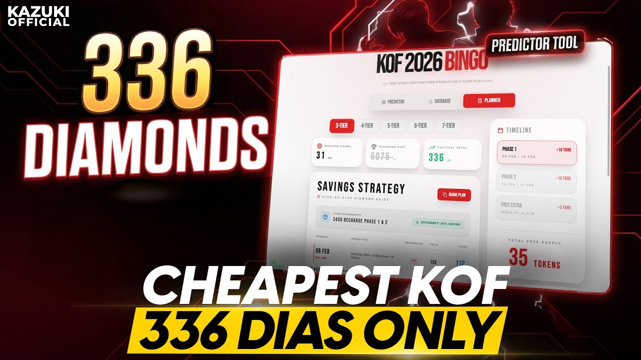 HOW TO GET KOF SKINS UNDER 336 DIAMONDS | 35 FREE TOKENS | KOF BINGO PATTERNS 2026