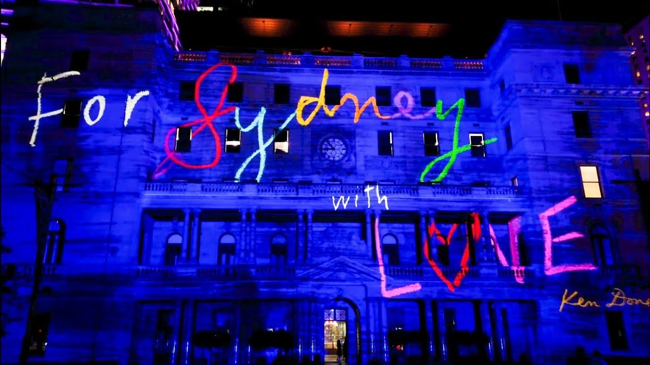 Animated Projection Light Show at Customs House - Vivid Sydney 2022 - Australia