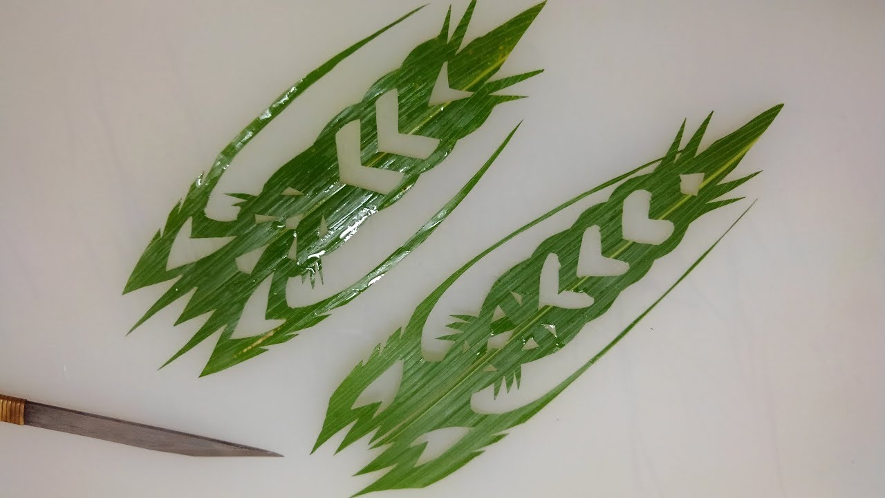 日本の技　笹切り(葉欄切り）　伊勢海老　 How To Make a Japanese style Cutout  Bamboo Leaf