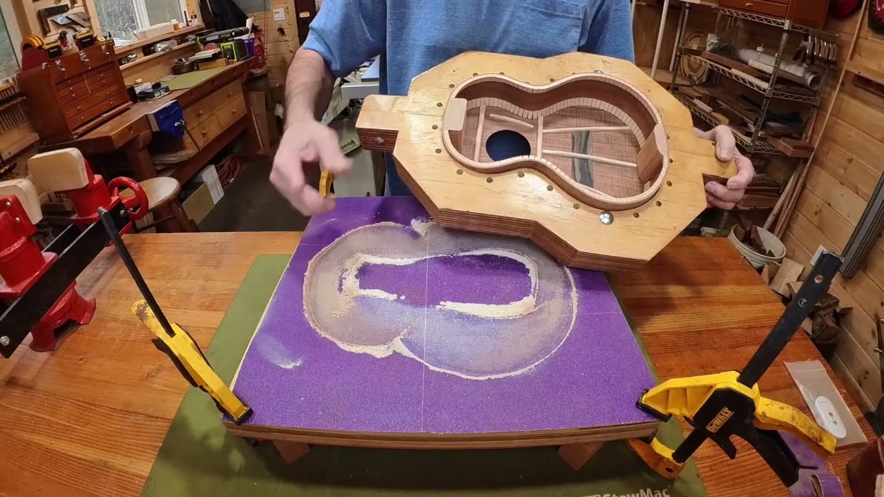 Sanding the sides with a radius dish