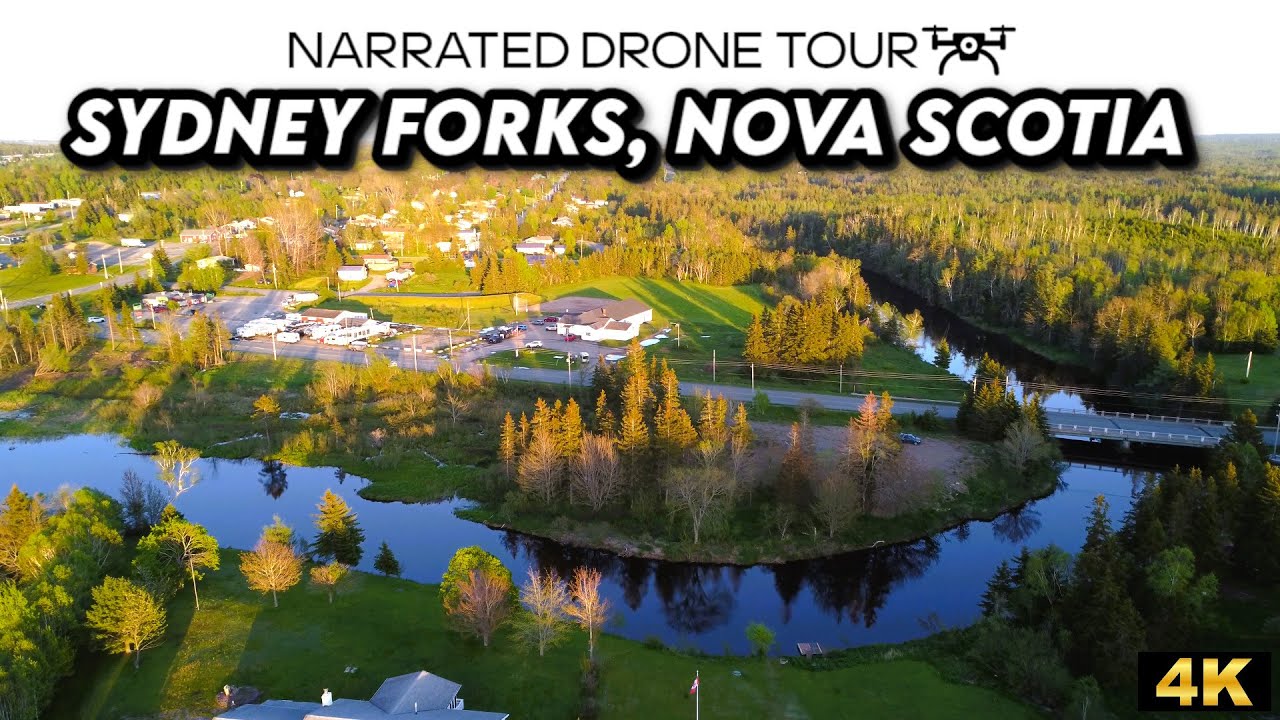 🌟 Stunning 4K Drone Footage over Sydney Forks, Nova Scotia | Scenic Aerial Views 🌲🌊