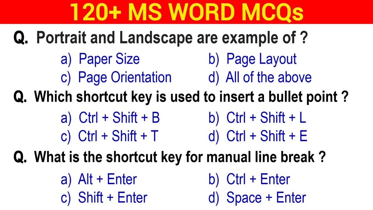 MS Word MCQ Questions and Answers | Marathon Revision Class