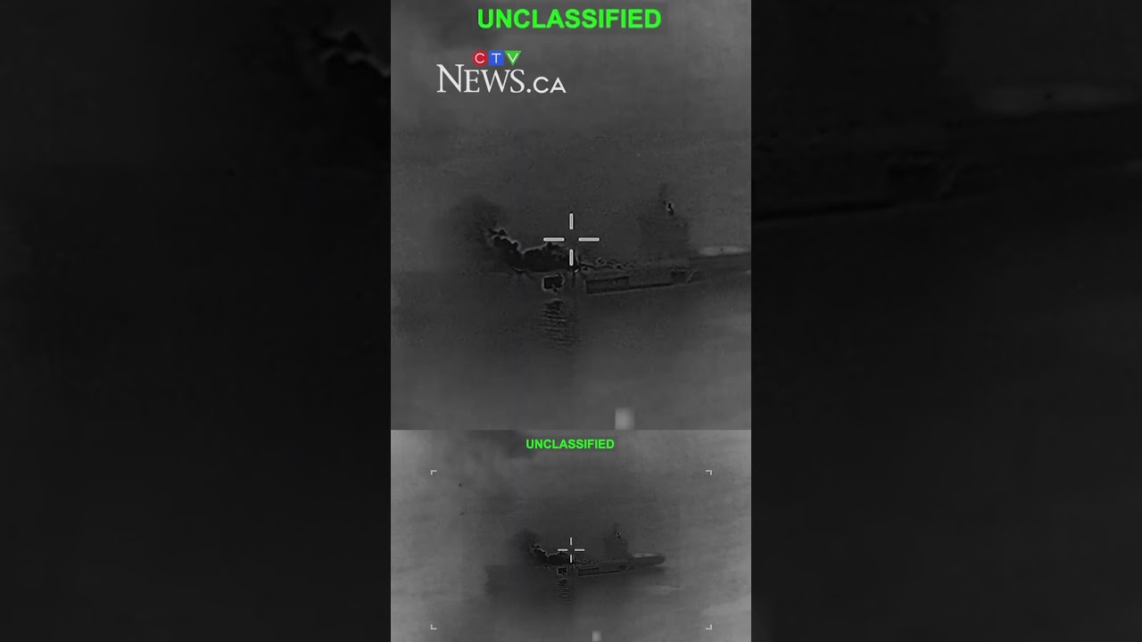 U.S. Central Command video shows Iranian drone carrier up in flames after strikes