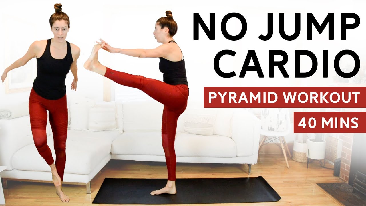 No Jumping Cardio Workout (40 Mins) - Bodyweight Only Cardio Pyramid Workout