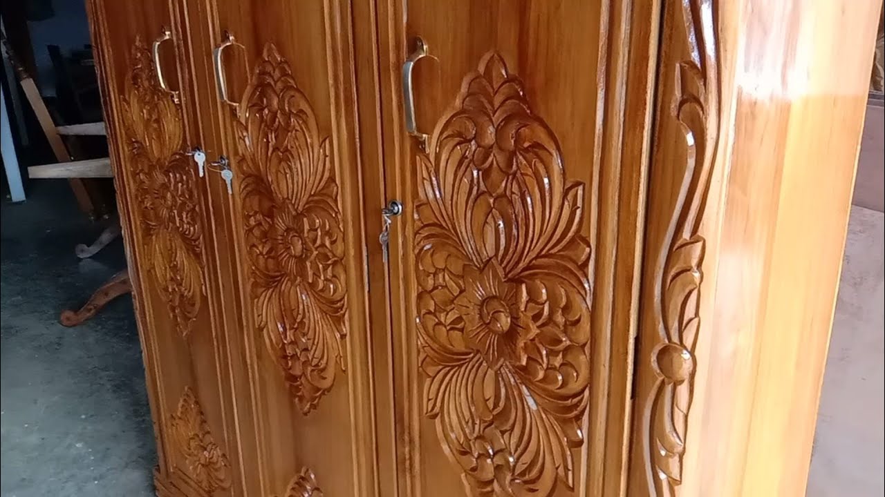 Wooden almari designs 3 door ! almari designs price ! Wood Almari design Wooden box Almari design