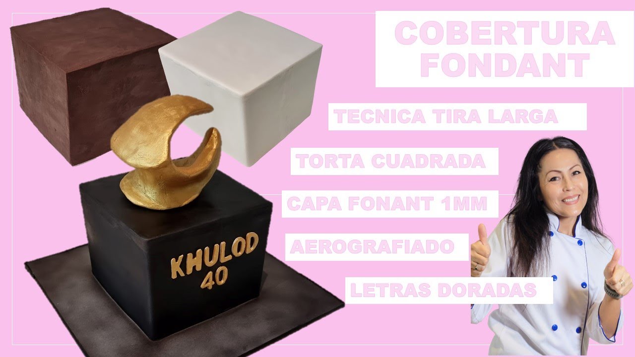 COMO CUBRIR CON FONDANT TORTA CUADRADA - METODO TIRA LARGA - RESULTADO GARANTIZADO 💯