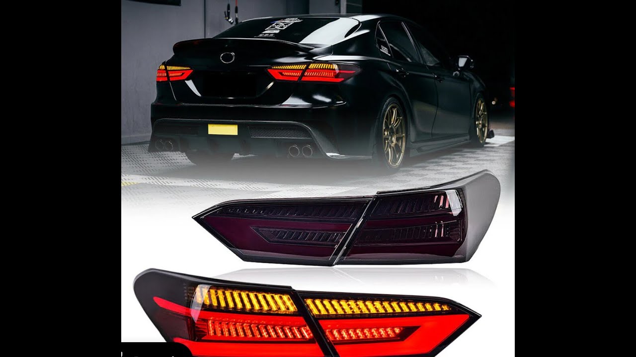 Установка задних фонарей Ford Edge Style RBR на Toyota Camry 2018-2024 годов (руководство SE/LE/TRD)
