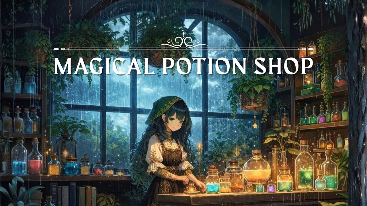 𝐑𝐀𝐈𝐍 𝐀𝐒𝐌𝐑 ▶ for Sleeping & Studying 🌧️ Cozy Witch’s Workshop Rain ASMR Ambience