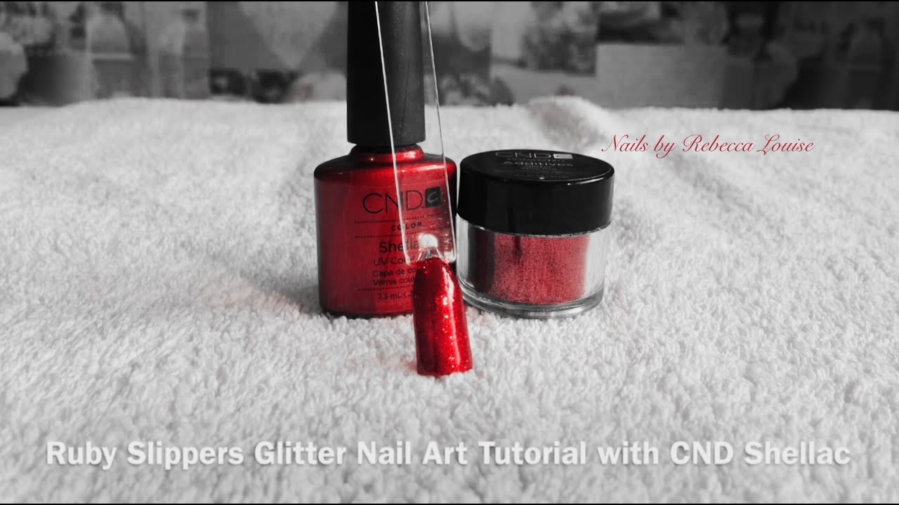 CND Shellac Ruby Slippers Glitter Nail Art Tutorial