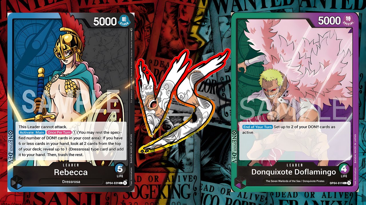 Rebecca Vs Doflamingo Green Purple | One Piece Tcg | OP04 Gameplay