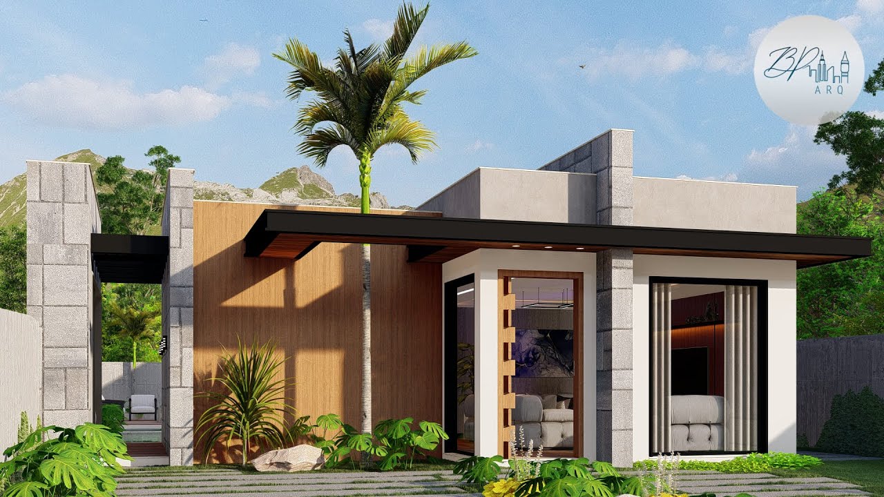 Casa em L com 3 quartos - 120m² de inspiração