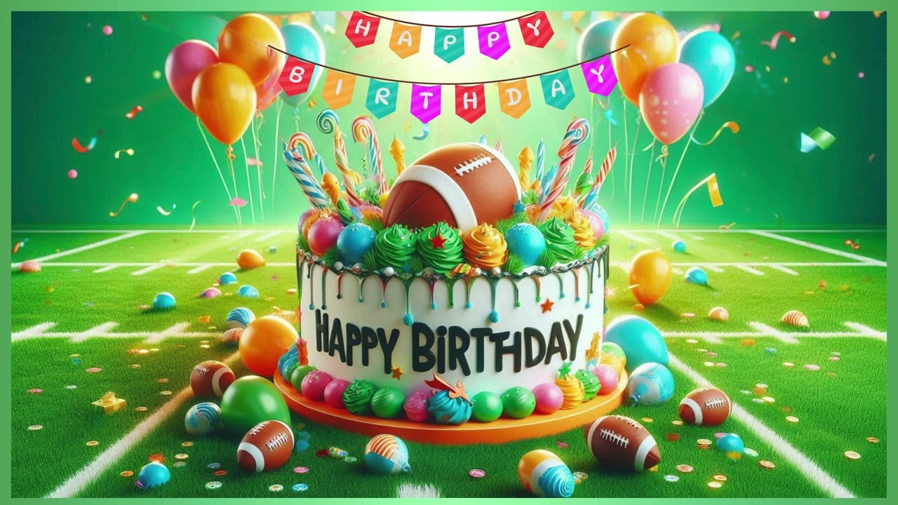 Happy Birthday Football Cake / Screensaver / 4K / Wallpaper / Frame Art / TV Art