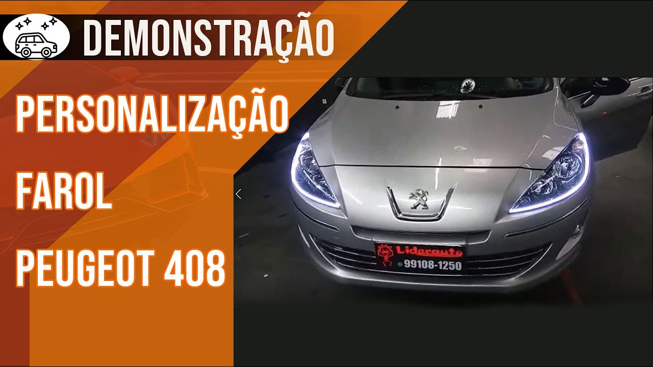 Personalização de farol do Peugeot 408, Fita de Led e Mascara negra.