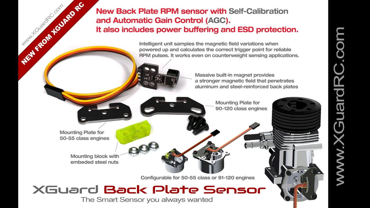 XGuard RC Self Calibrating Back Plate RPM Sensor with AGC
