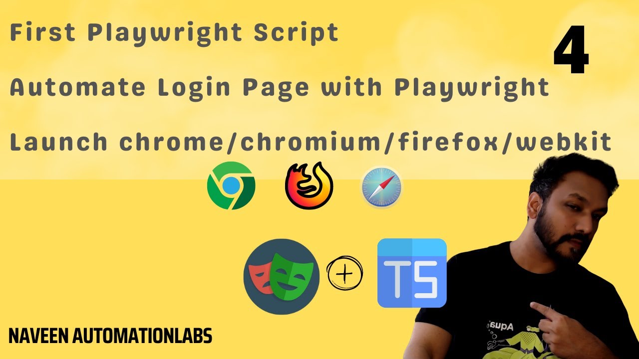 #4 — Скрипт страницы входа с Playwright-TypeScript ||Как запустить Chrome, Chromium, Firefox, WebKit