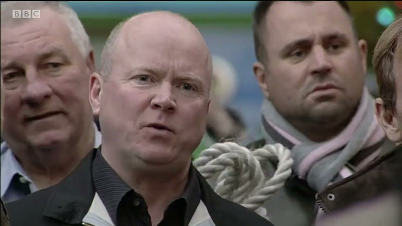 Max and other fathers rally against Lucas and the youth club because of Tony (Eastenders 2008)