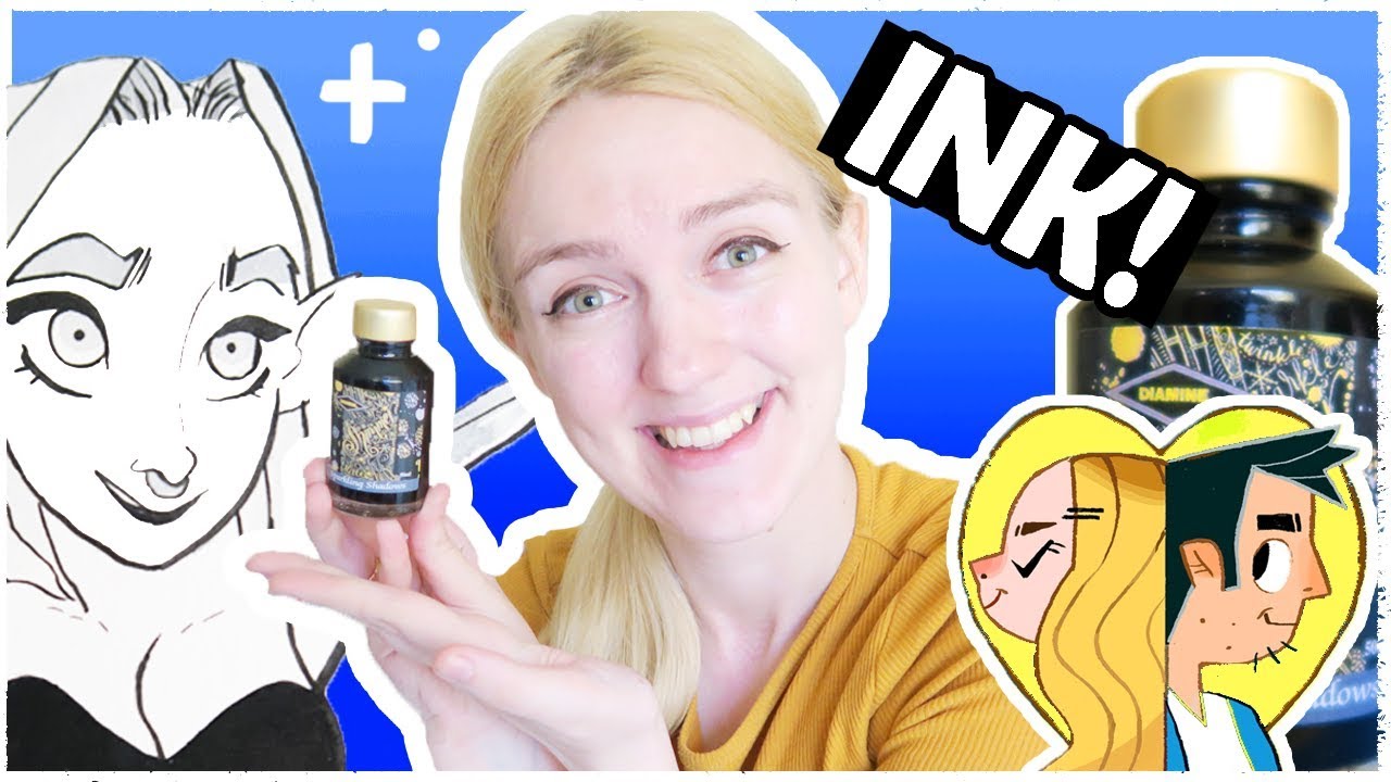 SPARKLY INK? - DRAWING WITCHES with SHIMMERING INK - Diamine Sparkling Shadows
