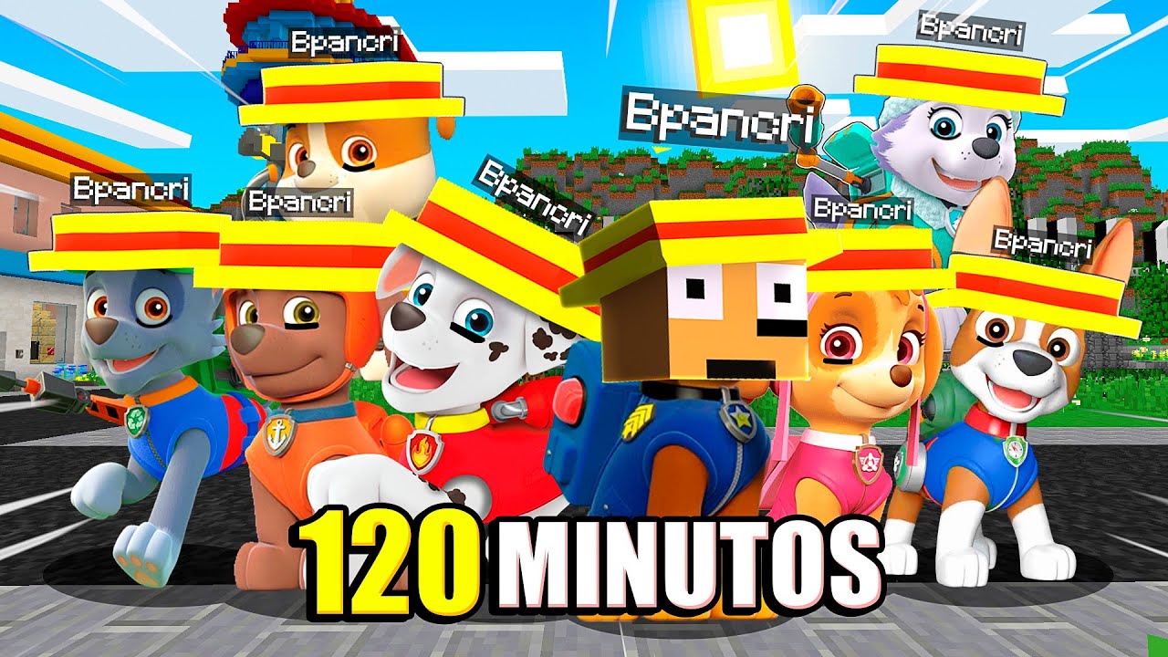 ME CONVIERTO EN TODOS LOS CACHORROS DE LA PAW PATROL EN MINECRAFT 😱 ¡120 MINUTOS!